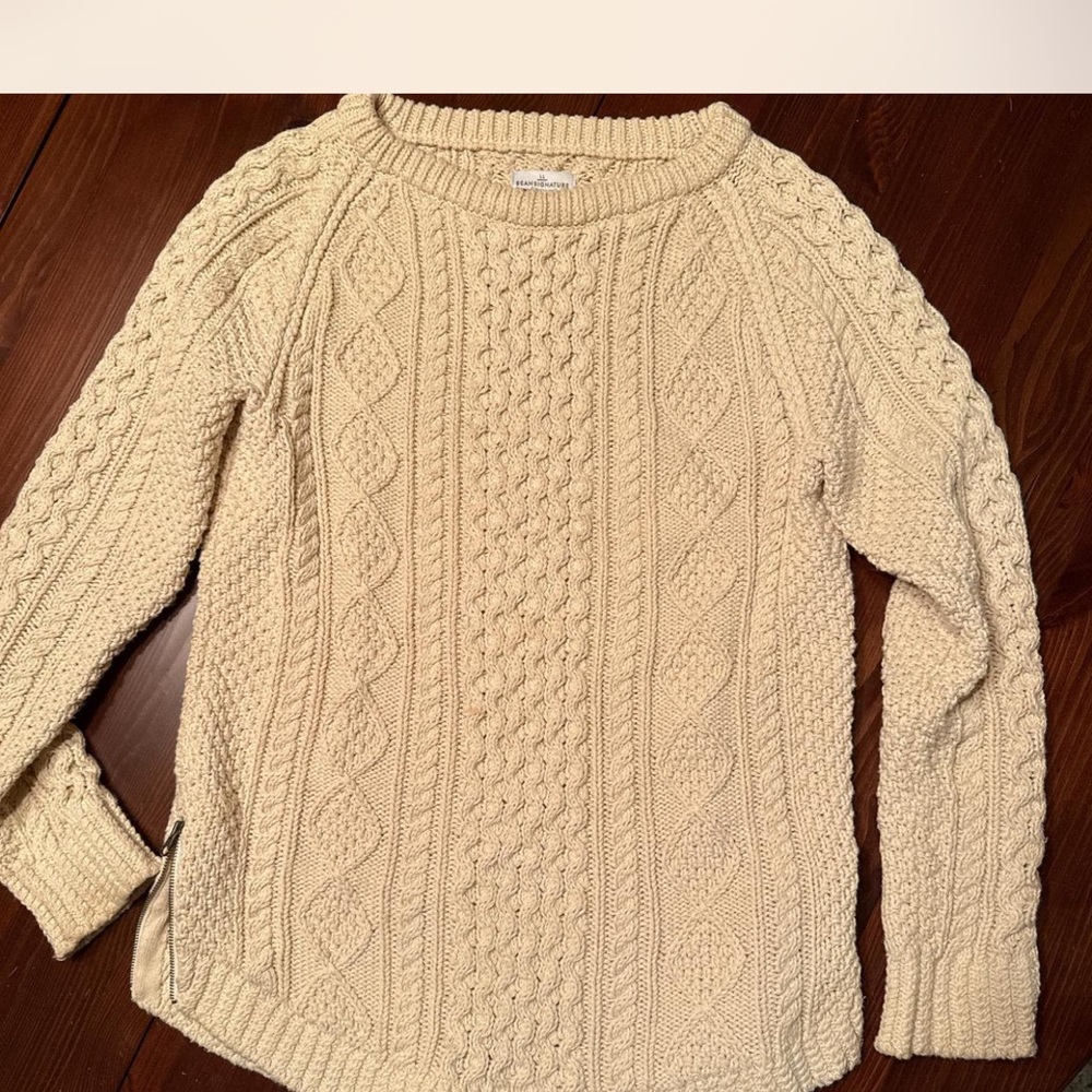 L.L. Bean Cream Cable Knit Sweater